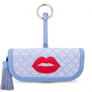 FUNDA IPHORIA BLUE LINEN WITH RED LIPS